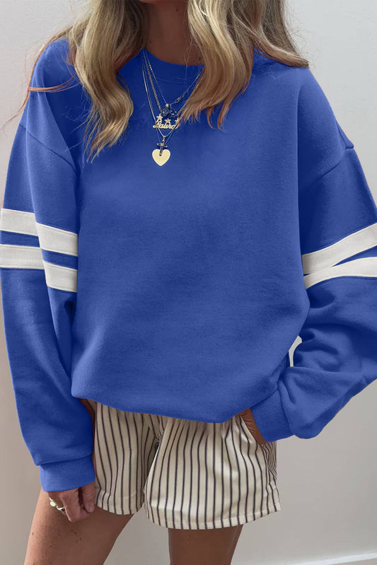 66 GAME DAY Varsity Striped Plus Size Sweatshirt (S-4X)