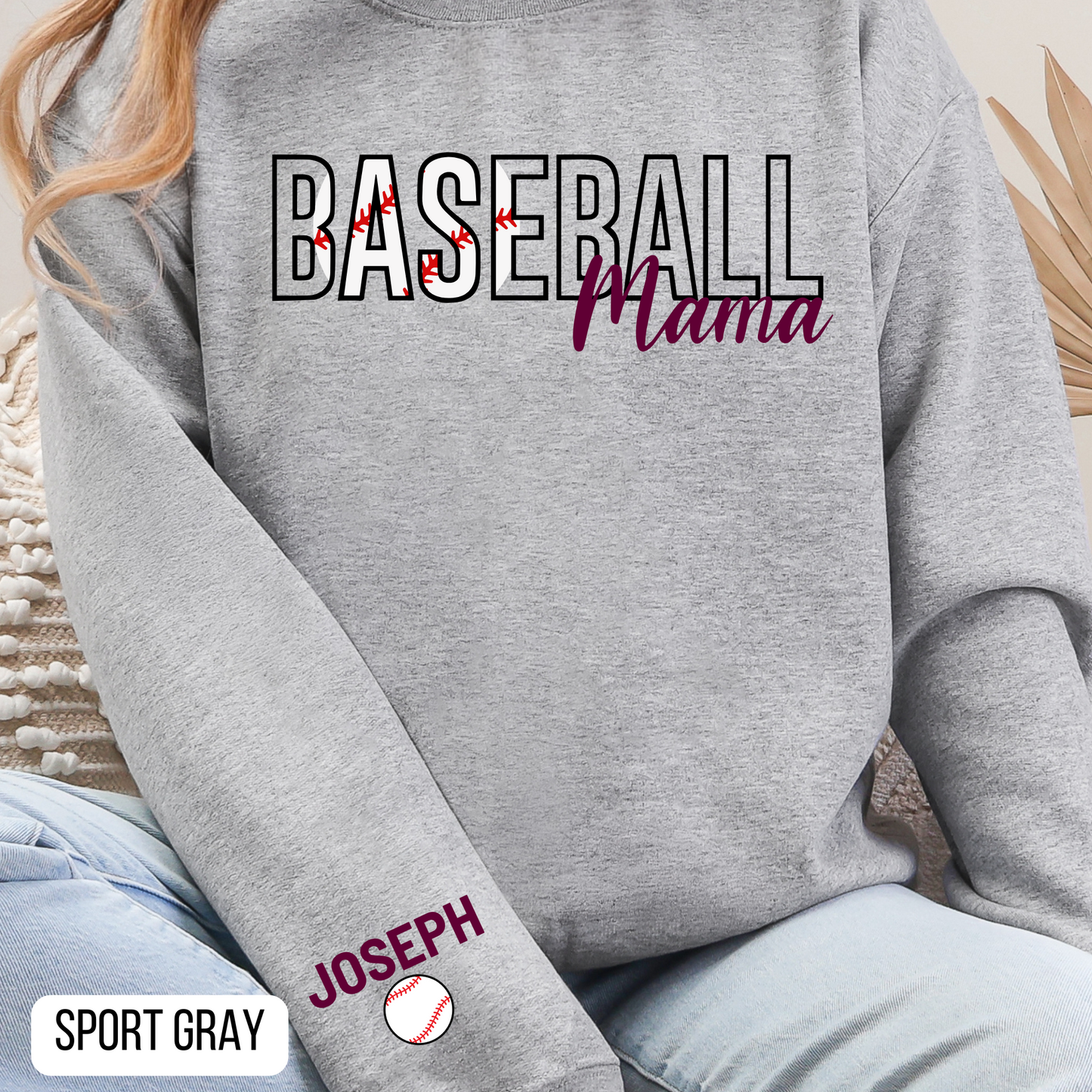 Baseball Mama Maroon Customizable