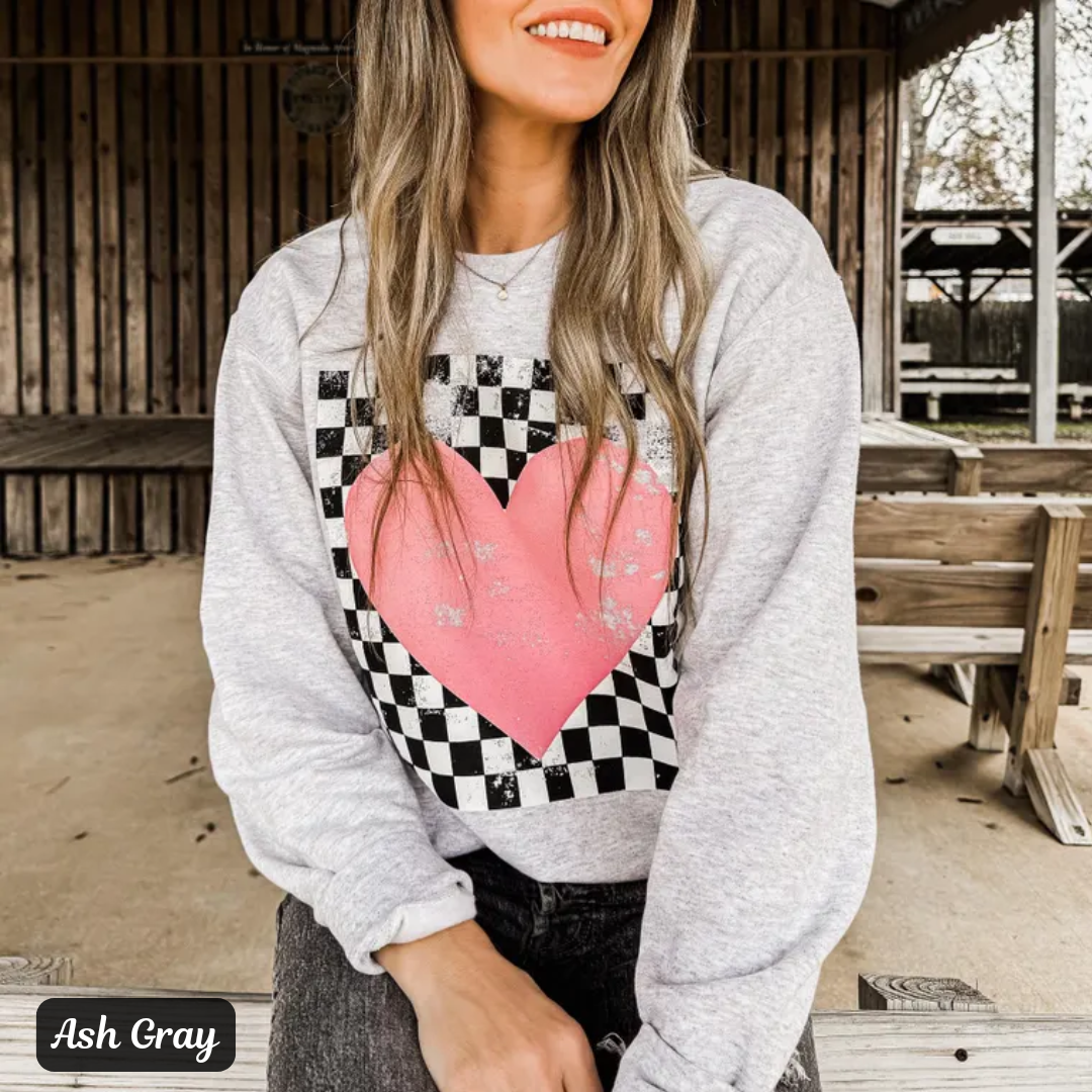 Distressed Checkered Heart