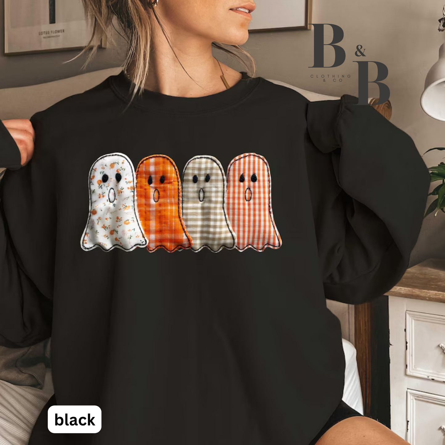 Halloween Ghosts Patchwork Sweatshirts/Tees