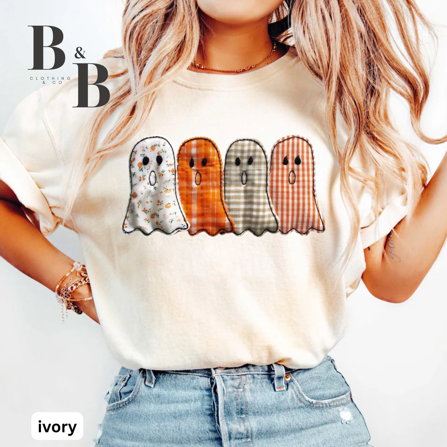 Halloween Ghost Patchwork Tees