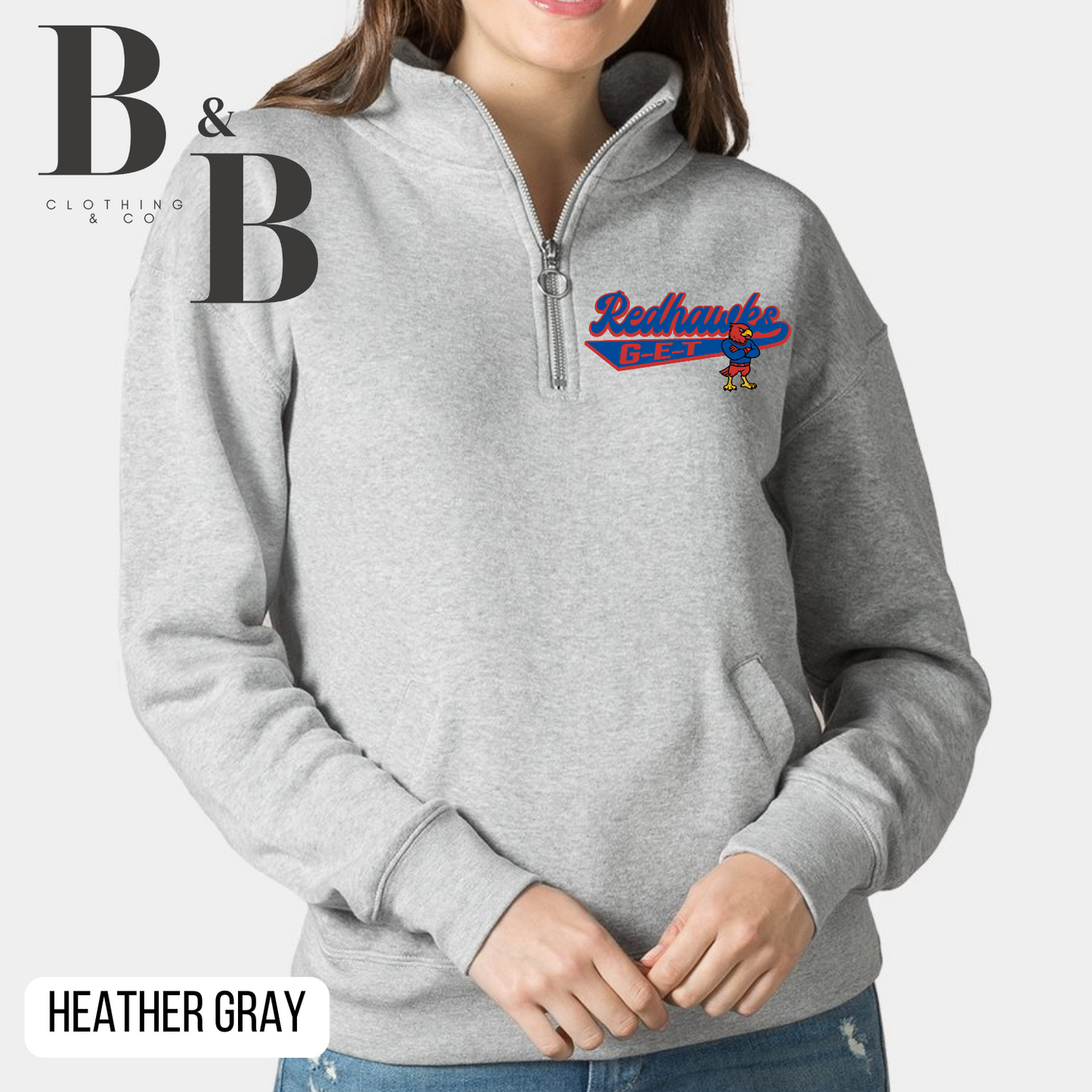 G-E-T Redhawks Mascot Womens Cloud Fleece 1/4 Zip