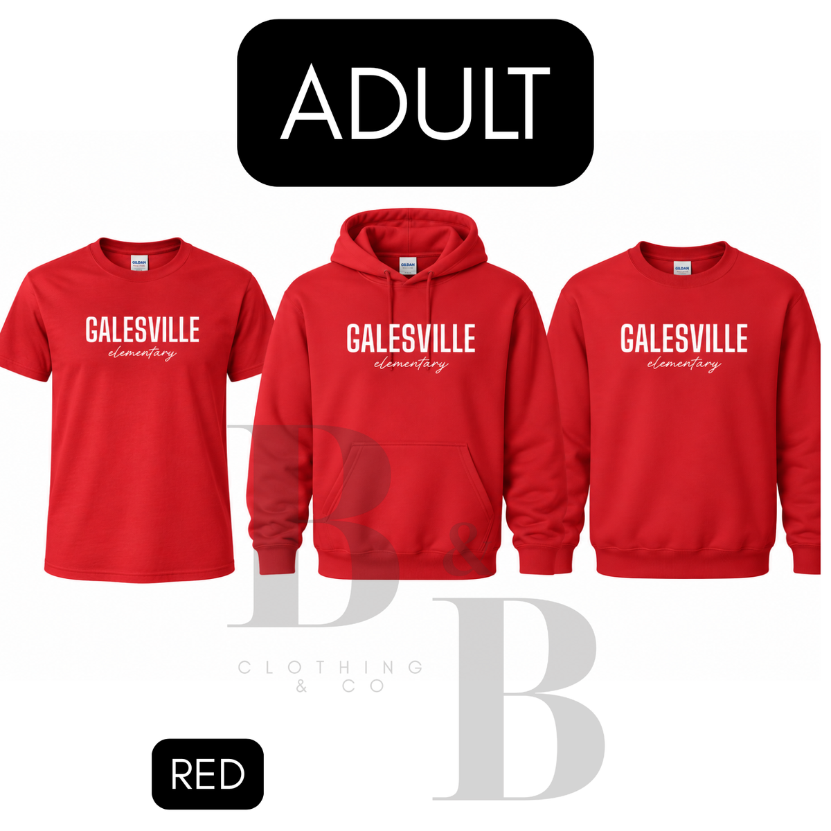 GE Red Adult Tee|Crew|Hoodie