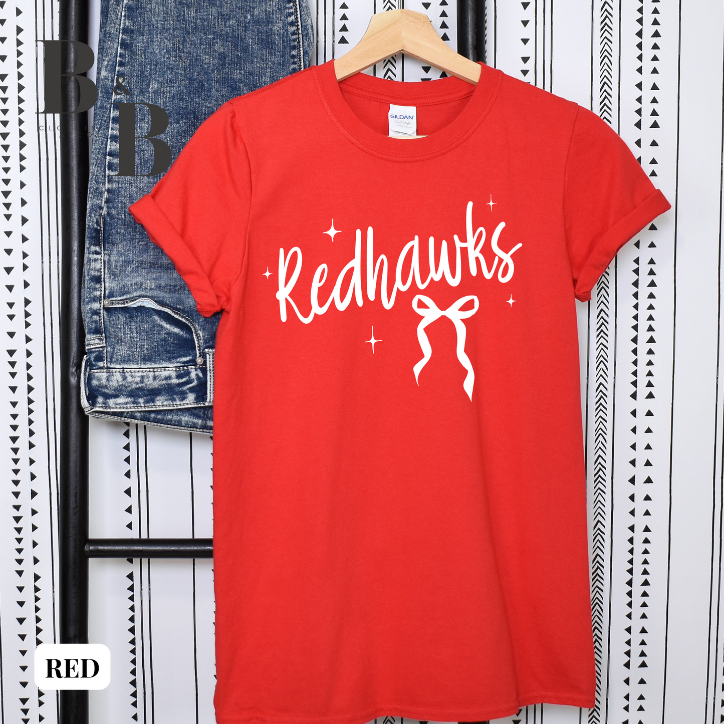 Redhawks Sparkle + Bow Tee
