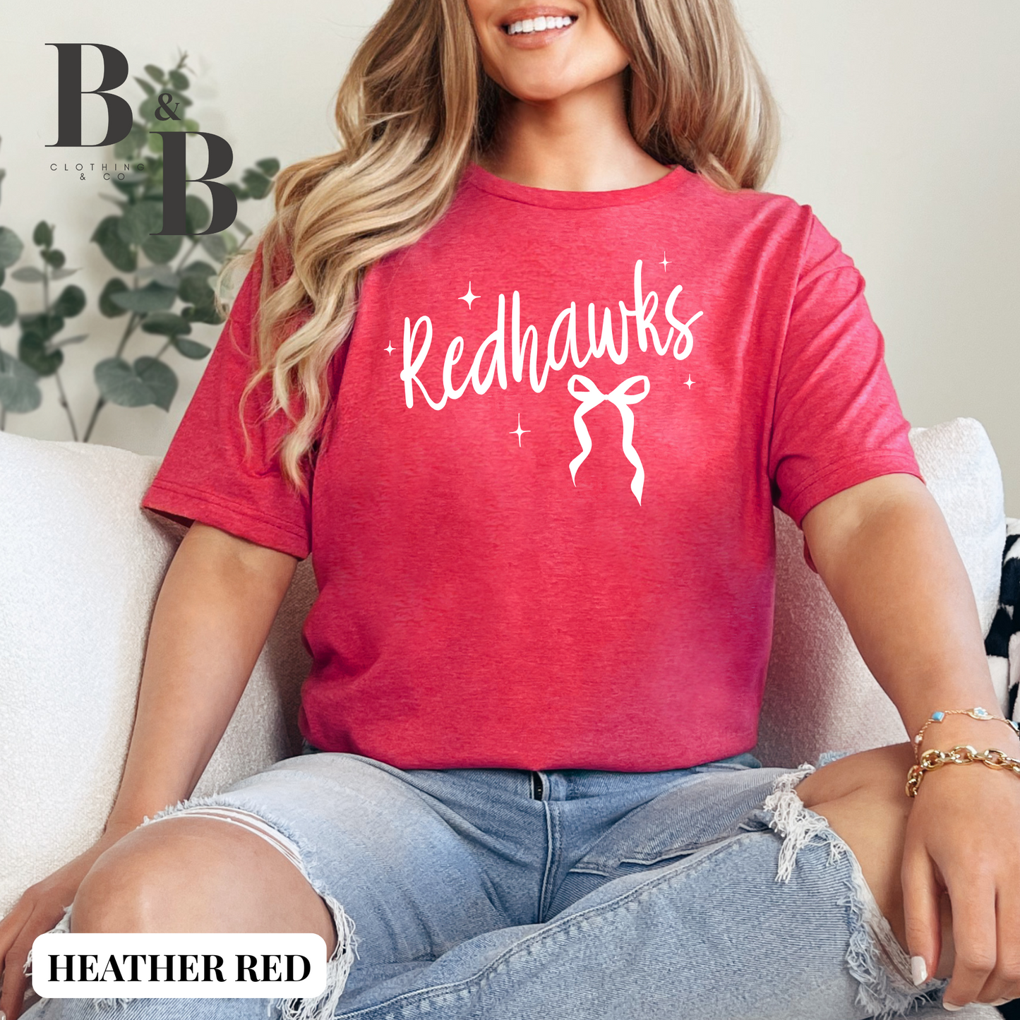 Redhawks Sparkle + Bow Tee