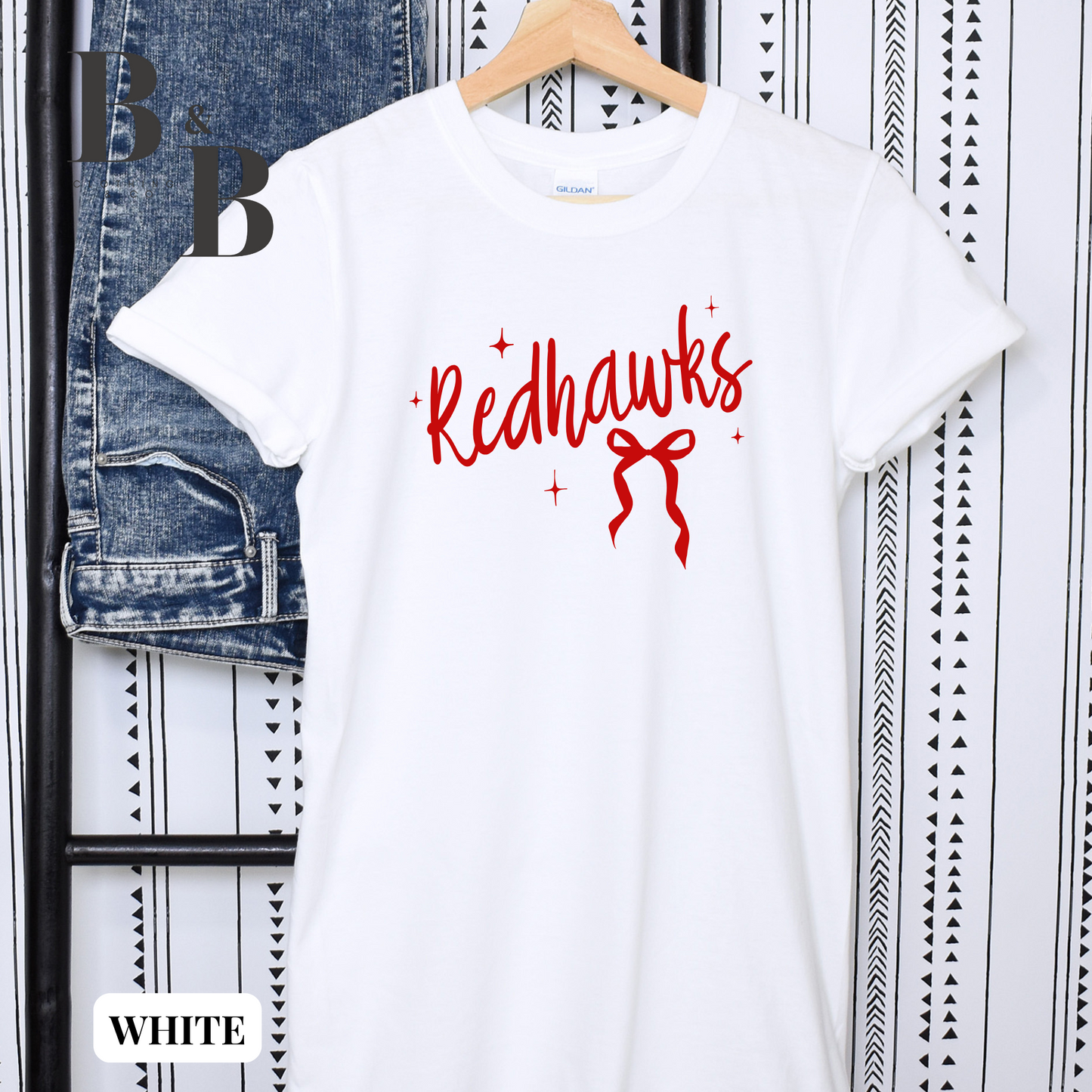 Redhawks Sparkle + Bow Tee