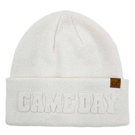 GAME DAY Embossed Lettering Cuff Beanie