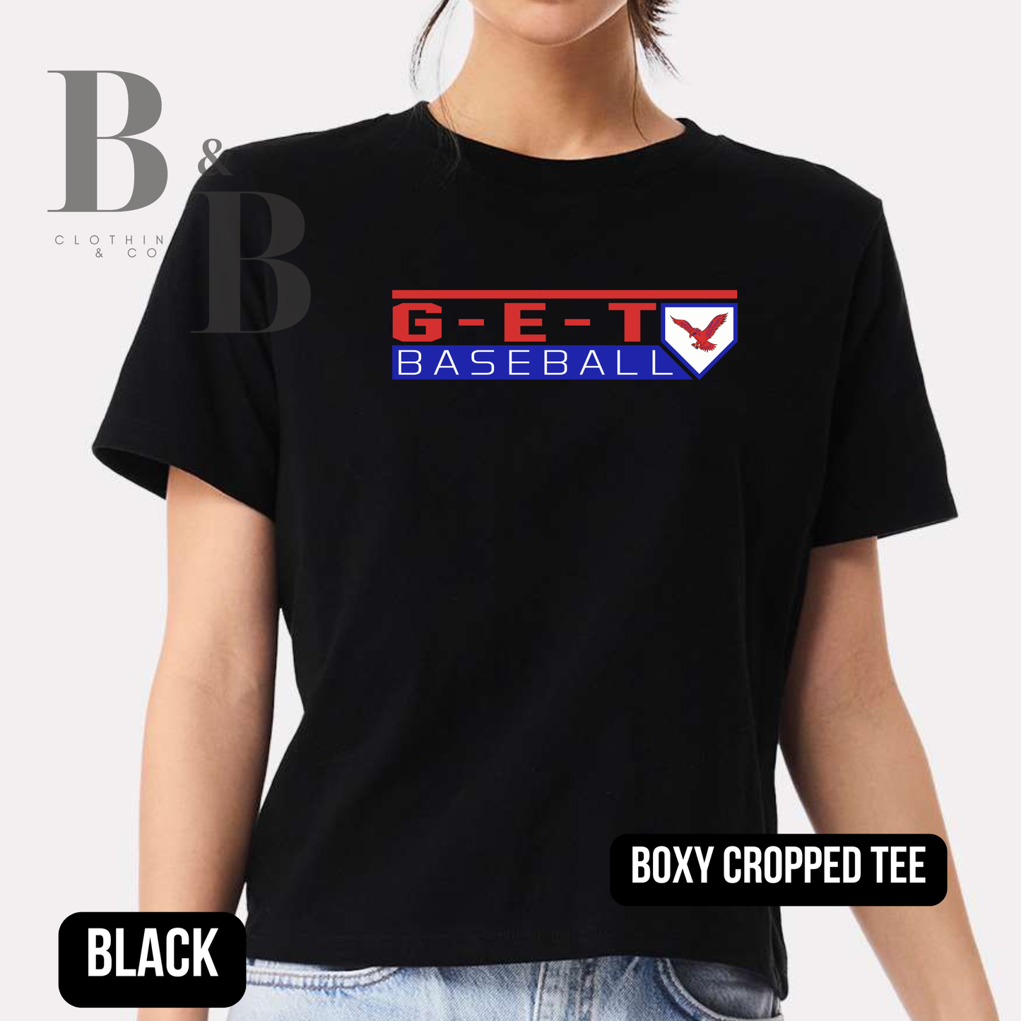 G-E-T Baseball 1 Womens Boxy Cropped Tee