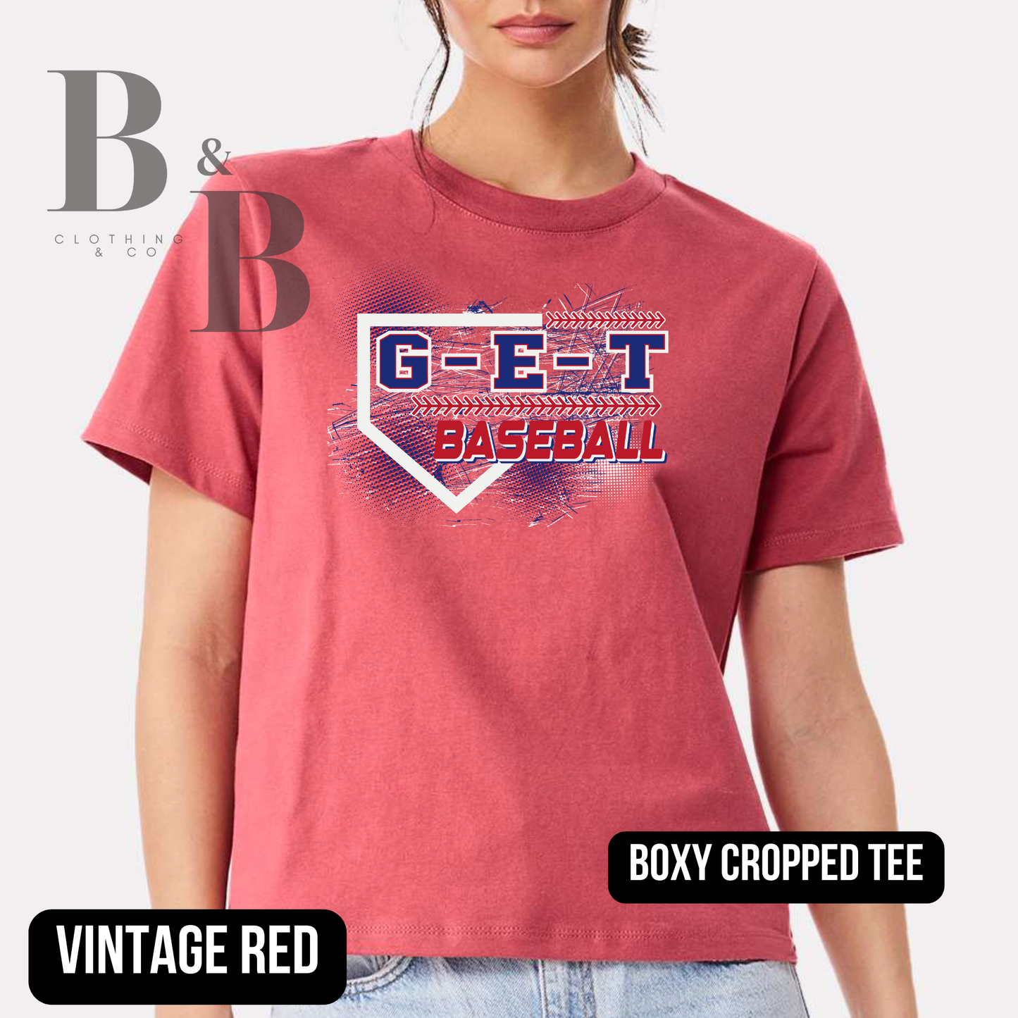 G-E-T Baseball 2 Womens Boxy Cropped Tee