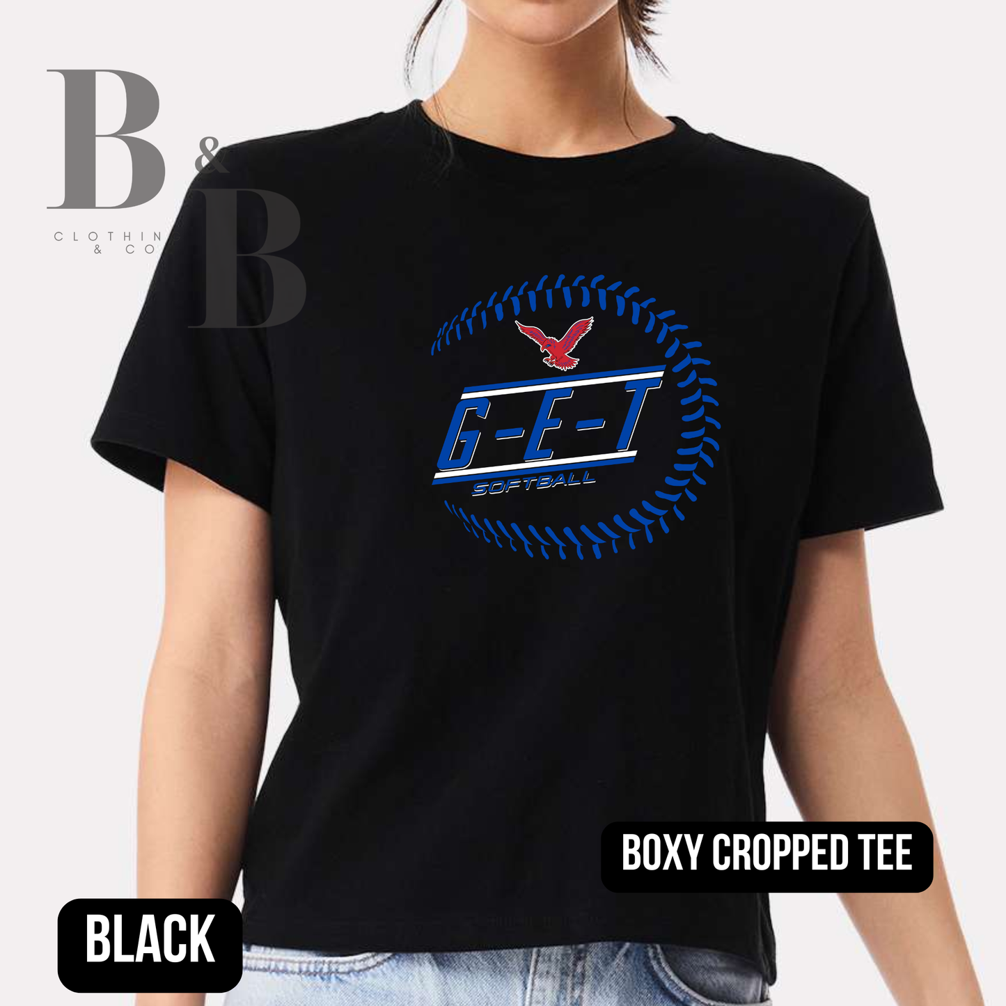 G-E-T Softball 1 Womens Boxy Cropped Tee
