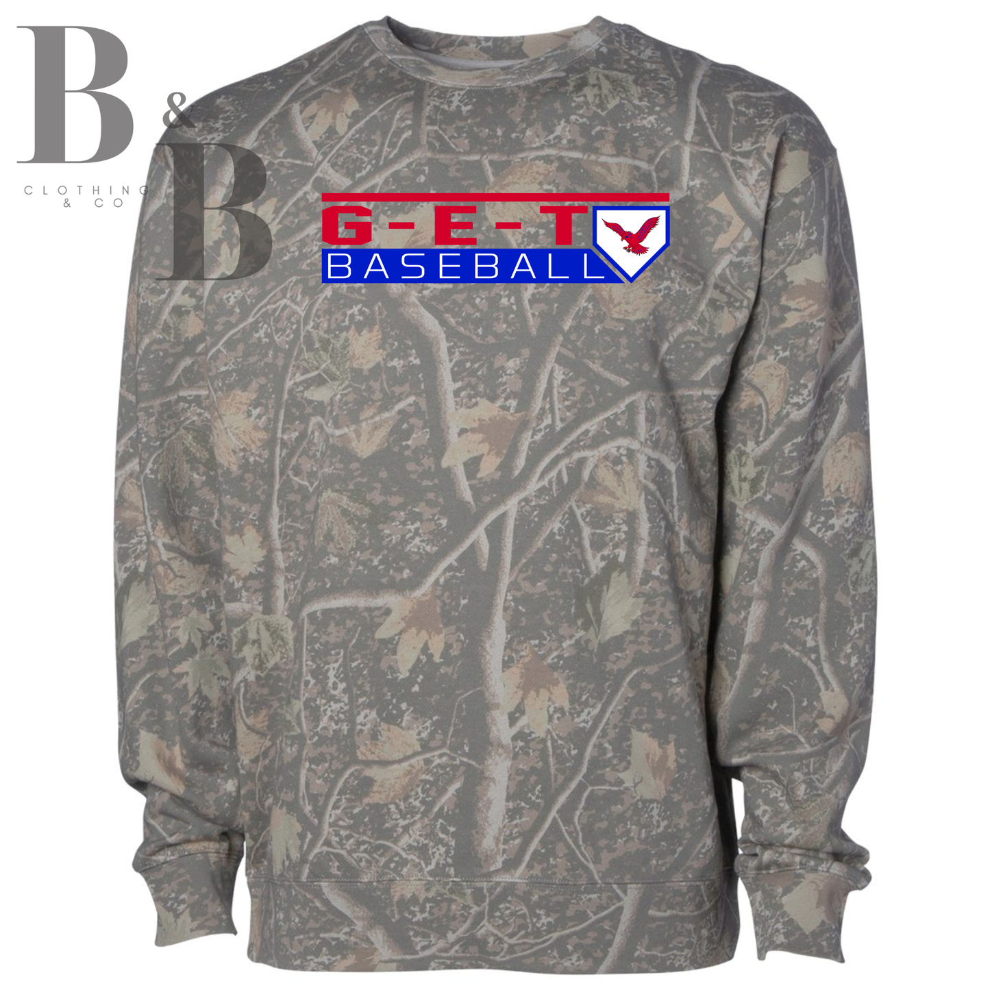 G-E-T Baseball Deadwood Camo Adult Crewneck Sweatshirt