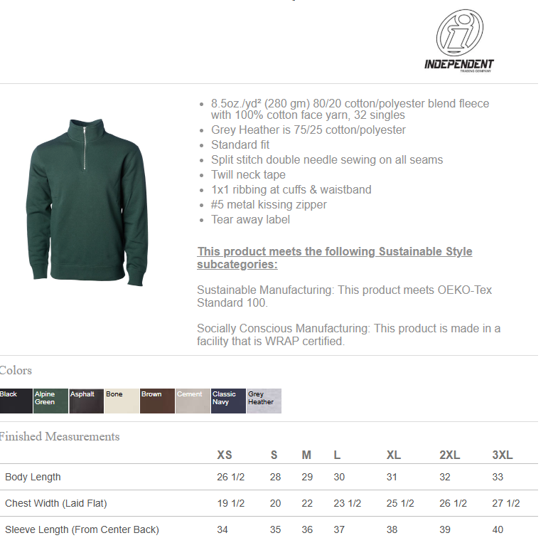G-E-T Redhawks Mascot 1/4 Zip Unisex