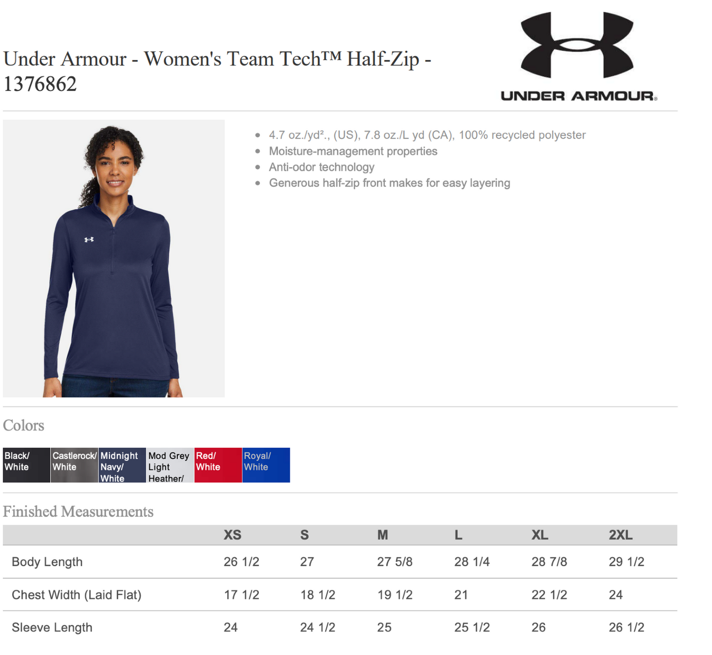 UA G-E-T Football Quarter Zip- Womens