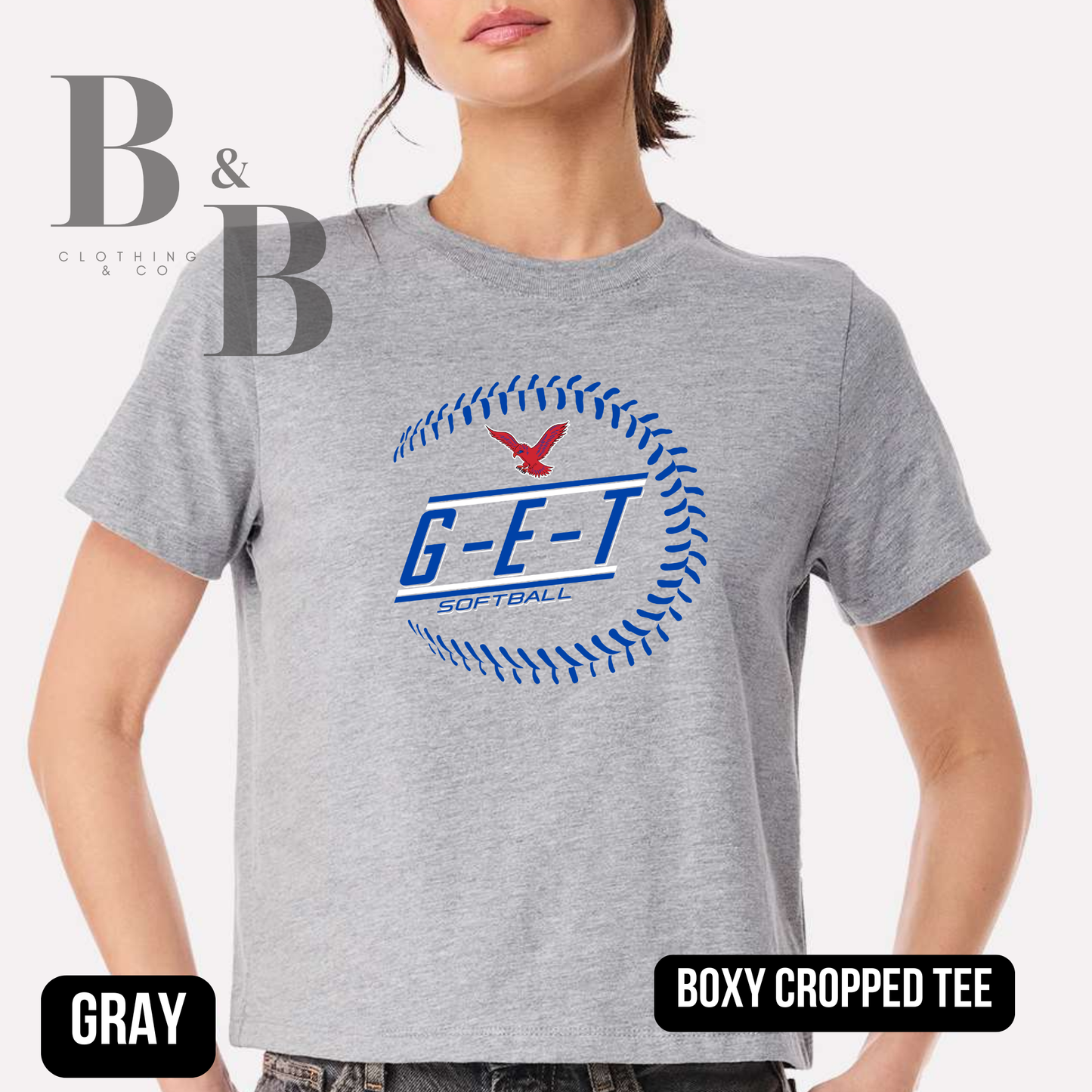 G-E-T Softball 1 Womens Boxy Cropped Tee
