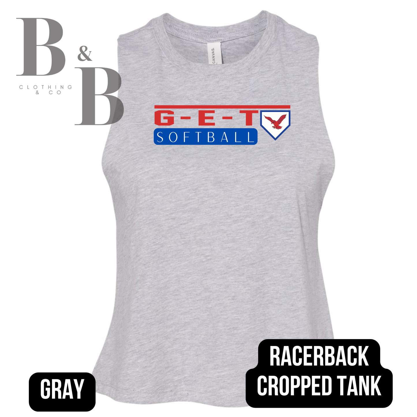 G-E-T Softball 2 Womens Racerback Tank Cropped