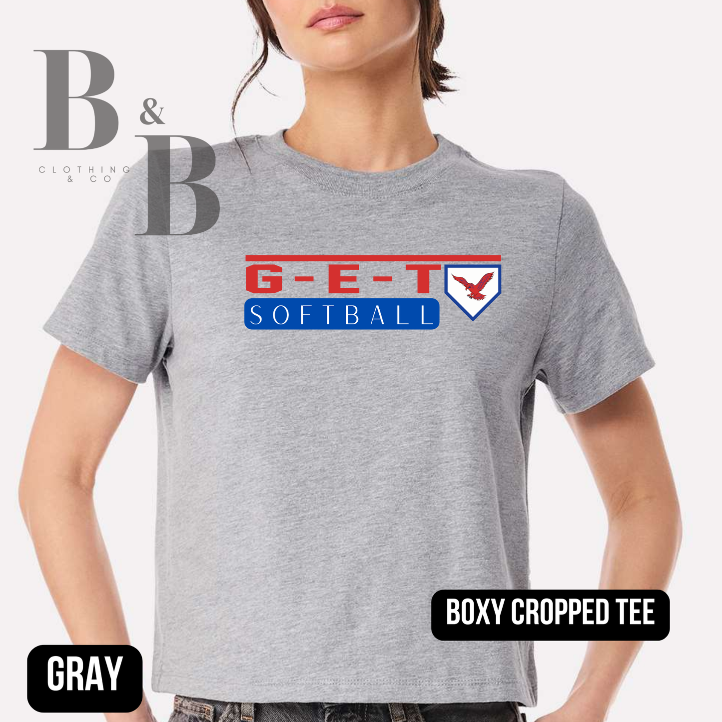G-E-T Softball 2 Womens Boxy Cropped Tee
