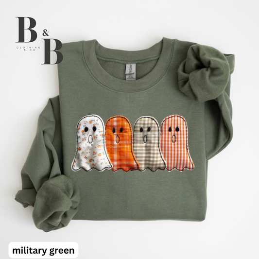 Halloween Ghosts Patchwork Sweatshirts/Tees