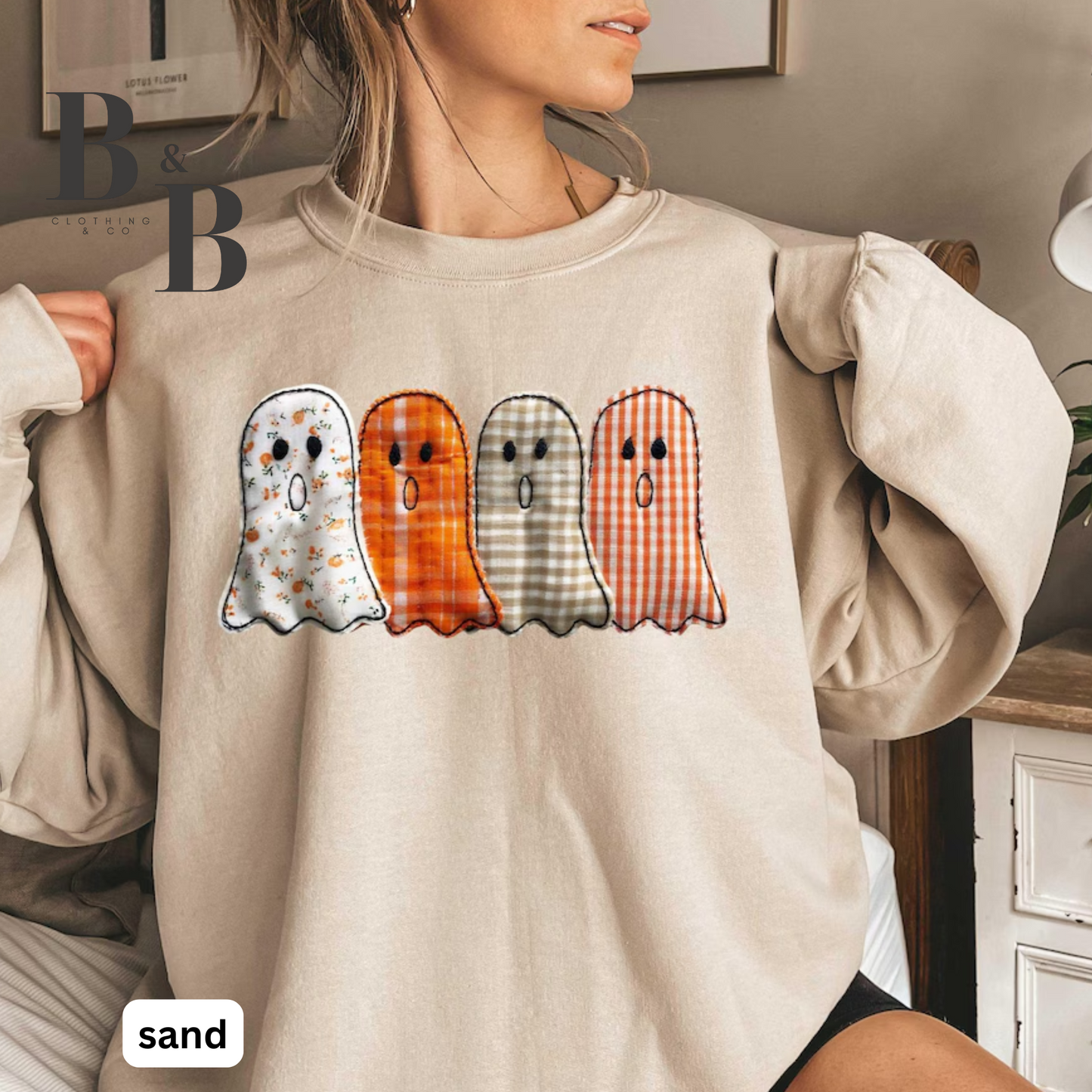 Halloween Ghosts Patchwork Sweatshirts/Tees