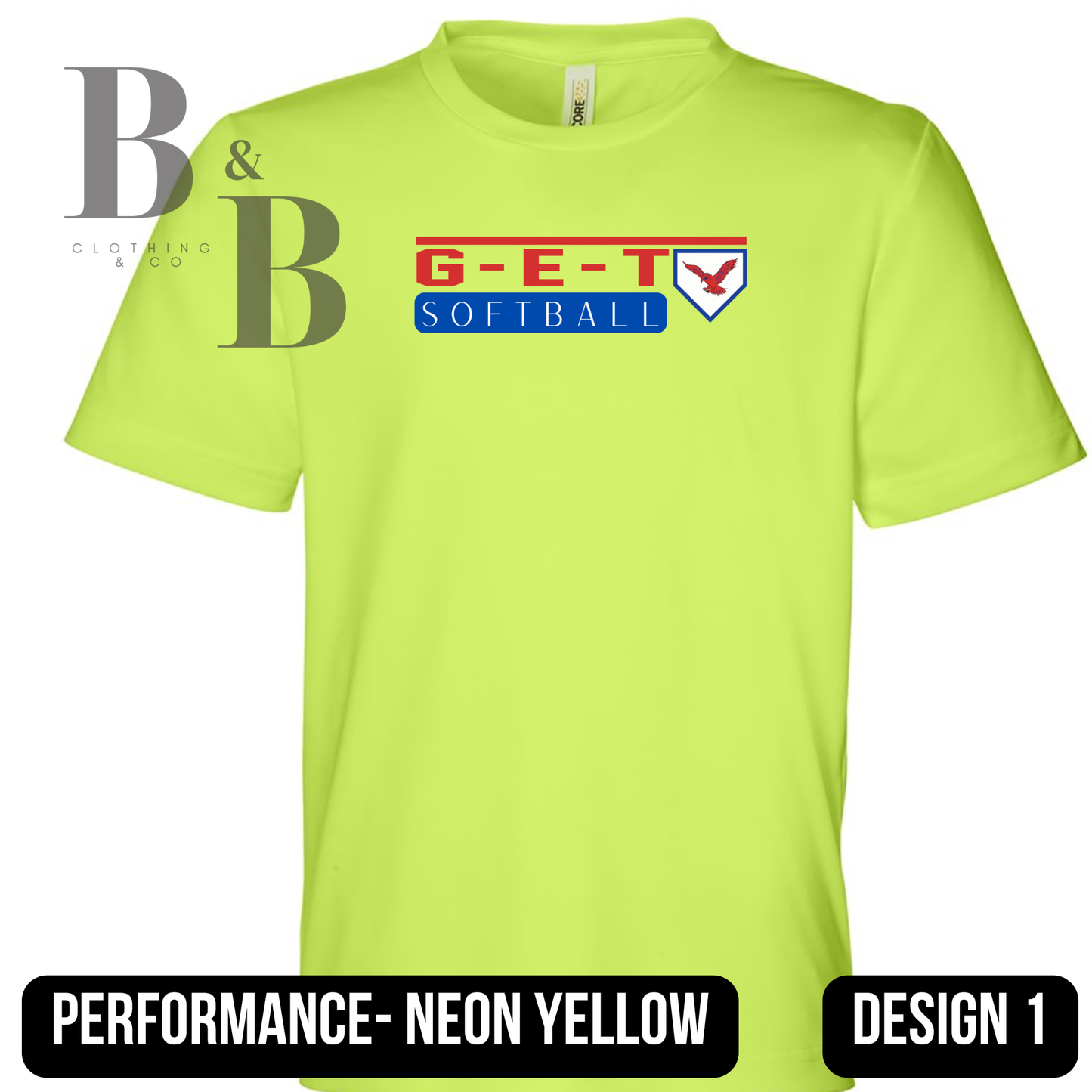 G-E-T Softball/Baseball Neon Performance Adult & Youth Tee|Long Sleeve