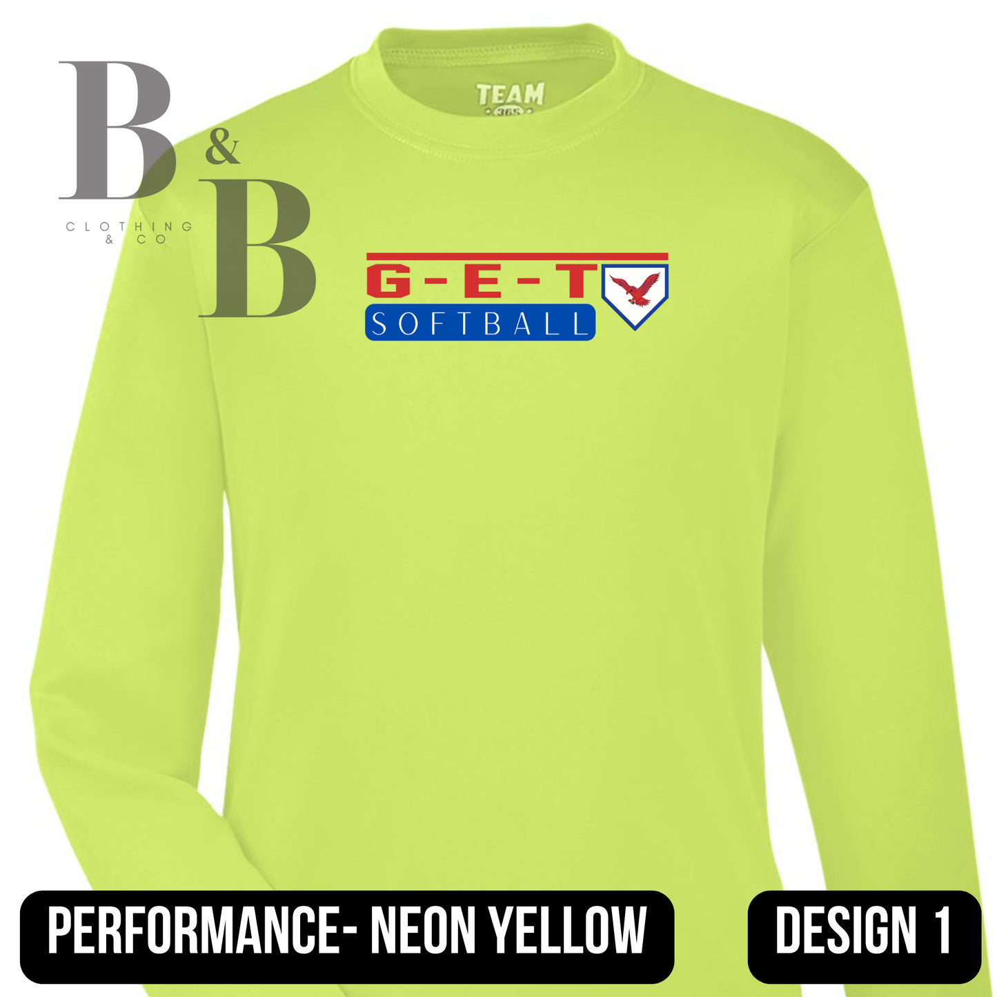 G-E-T Softball/Baseball Neon Performance Adult & Youth Tee|Long Sleeve