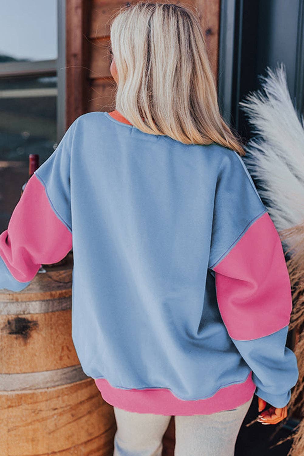 Colorblock Patchwork Drop Shoulder Sweatshirt