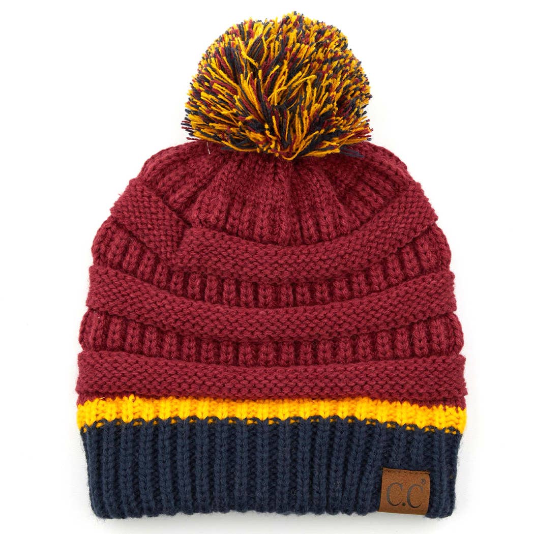 Team Color Ribbed Beanie with Pom Pom
