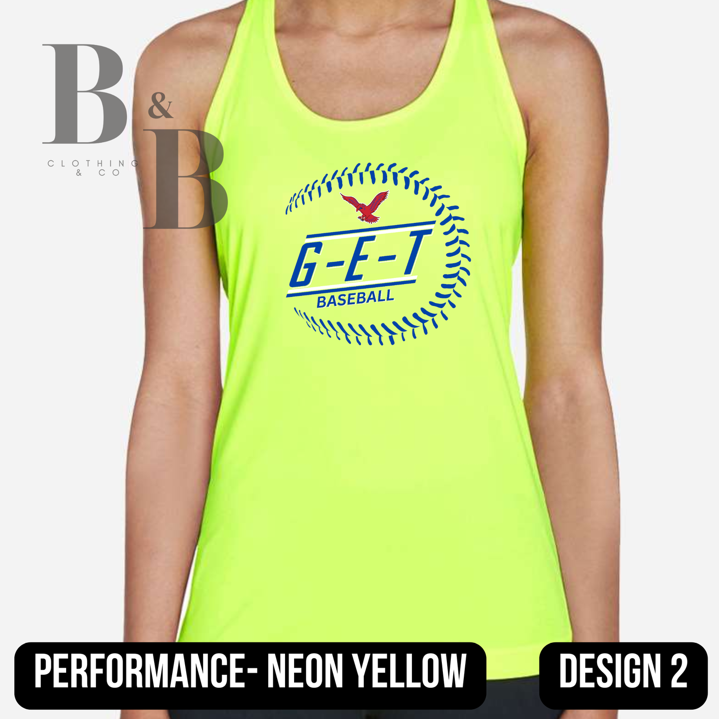 G-E-T Softball/Baseball Neon Womens Performance Racerback Tank