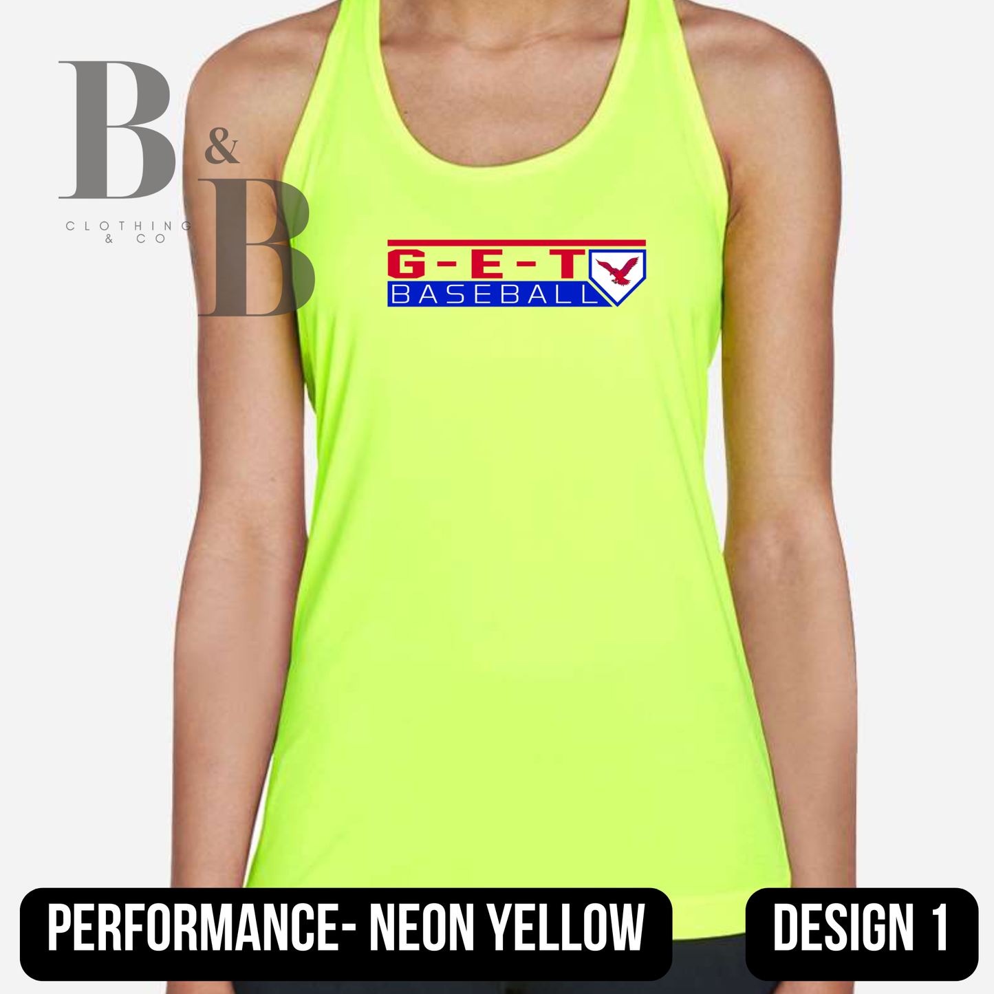 G-E-T Softball/Baseball Neon Womens Performance Racerback Tank