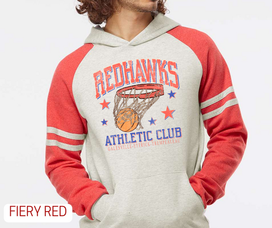 Redhawks Athletic Club- Basketball Colored Sleeve Hoodie