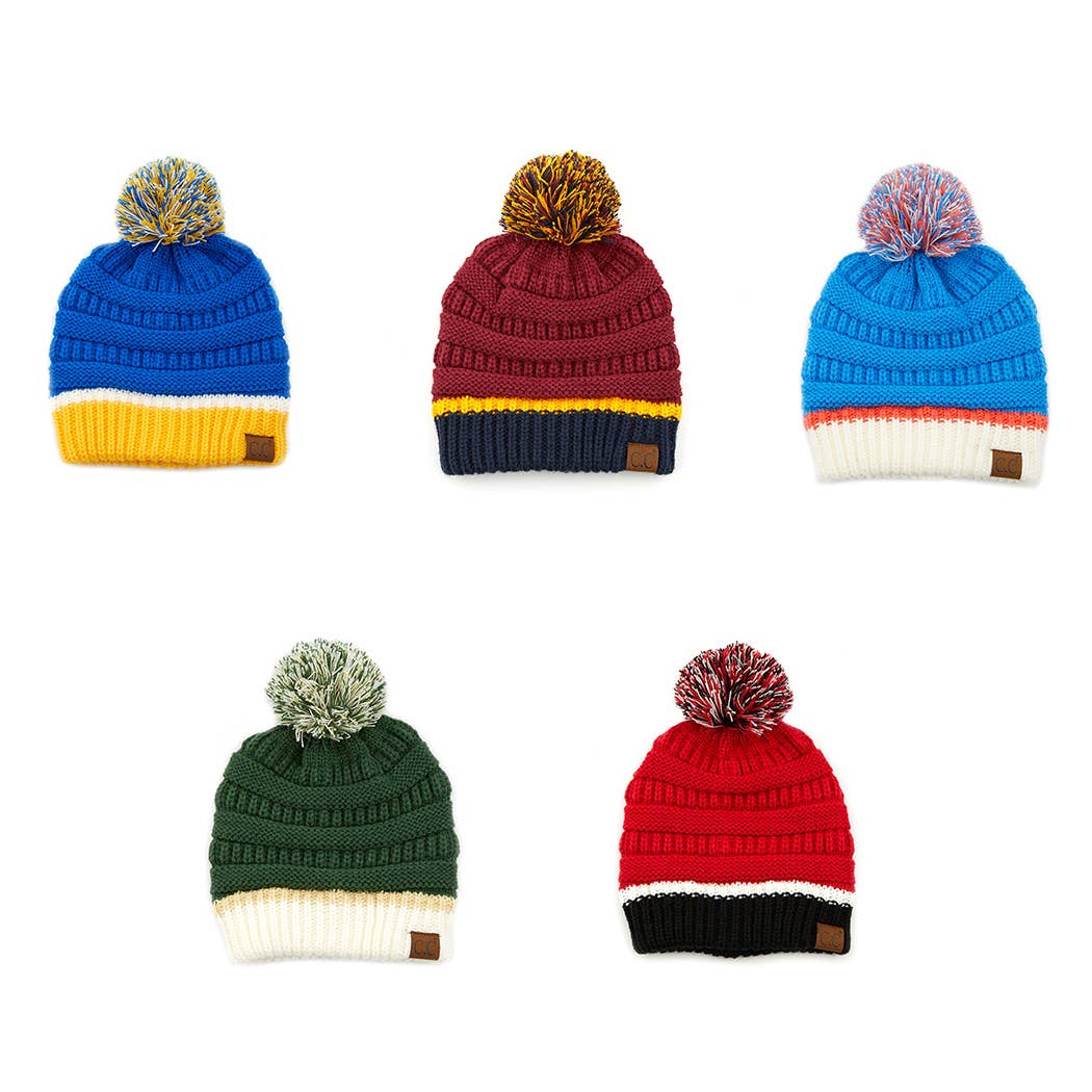Team Color Ribbed Beanie with Pom Pom