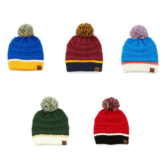 Team Color Ribbed Beanie with Pom Pom