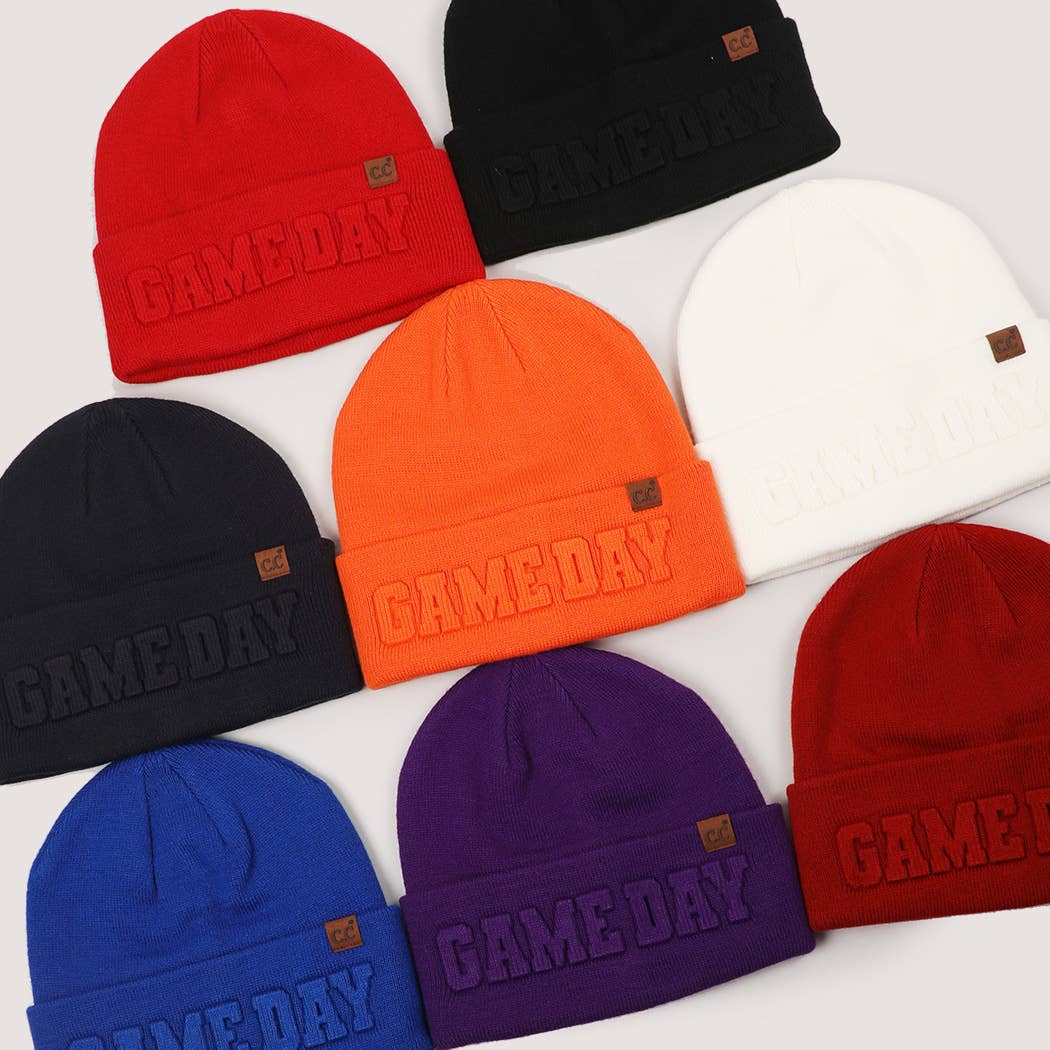 GAME DAY Embossed Lettering Cuff Beanie