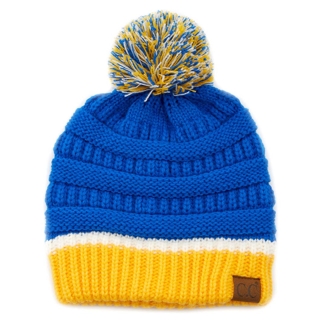 Team Color Ribbed Beanie with Pom Pom