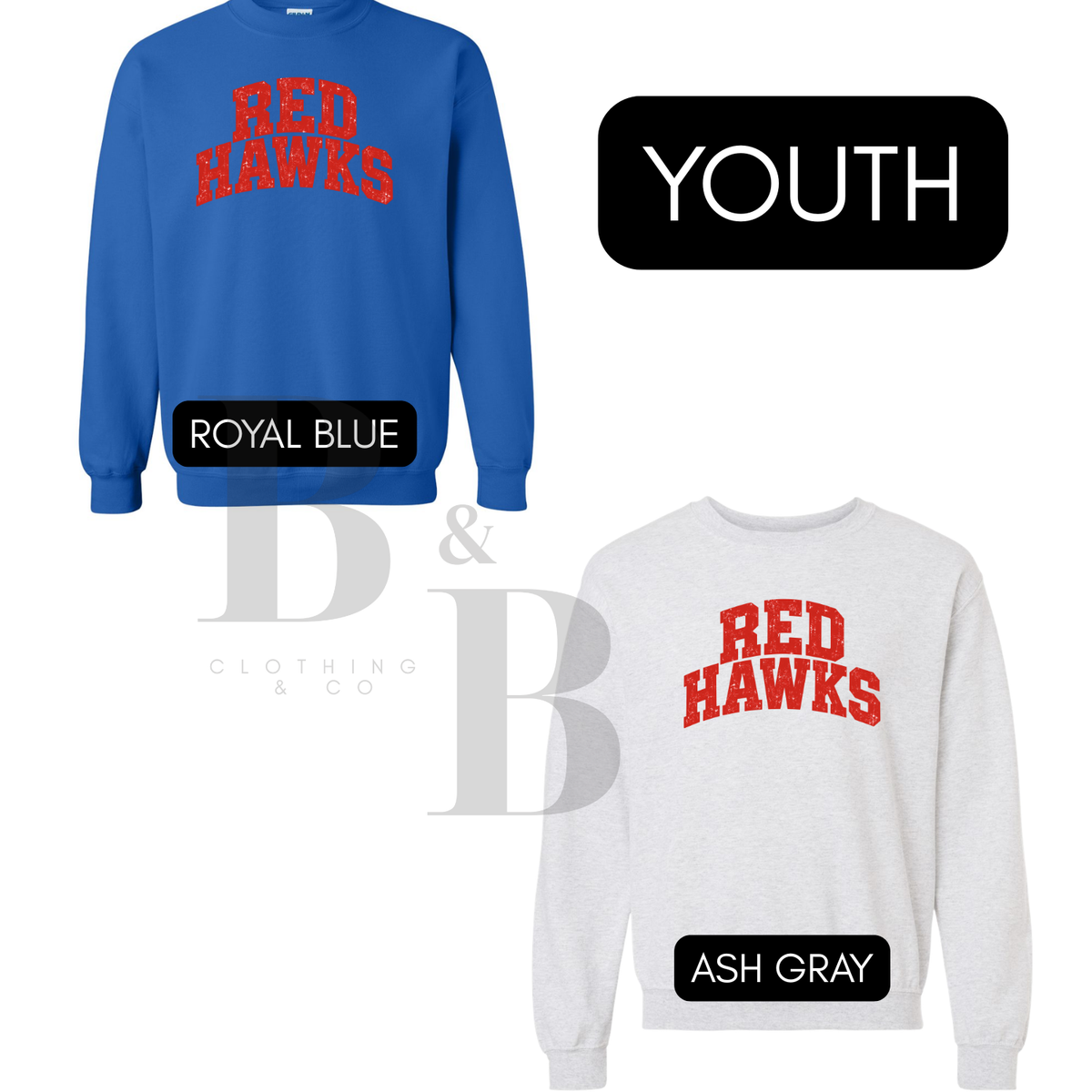 Red Hawks YOUTH Tee|Crew|Hoodie