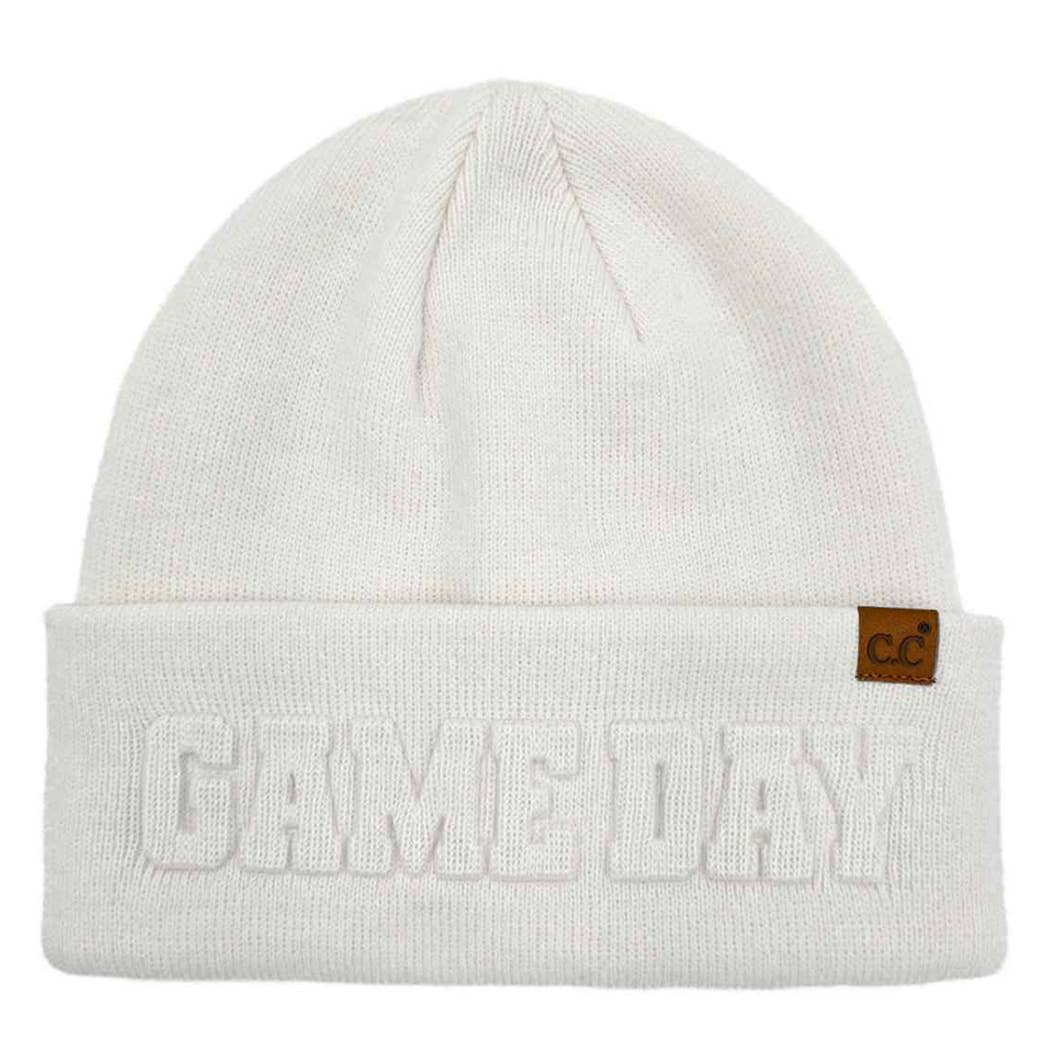 GAME DAY Embossed Lettering Cuff Beanie