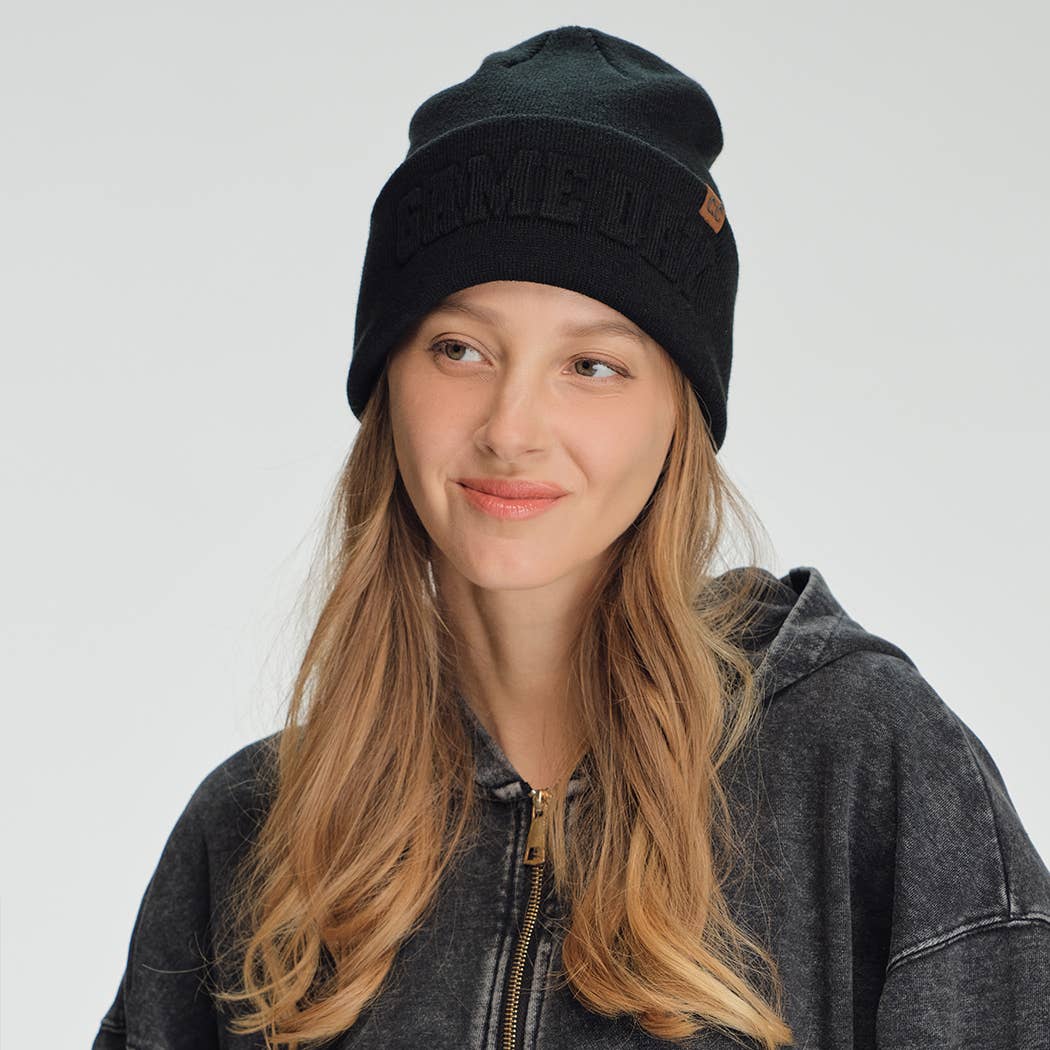 GAME DAY Embossed Lettering Cuff Beanie