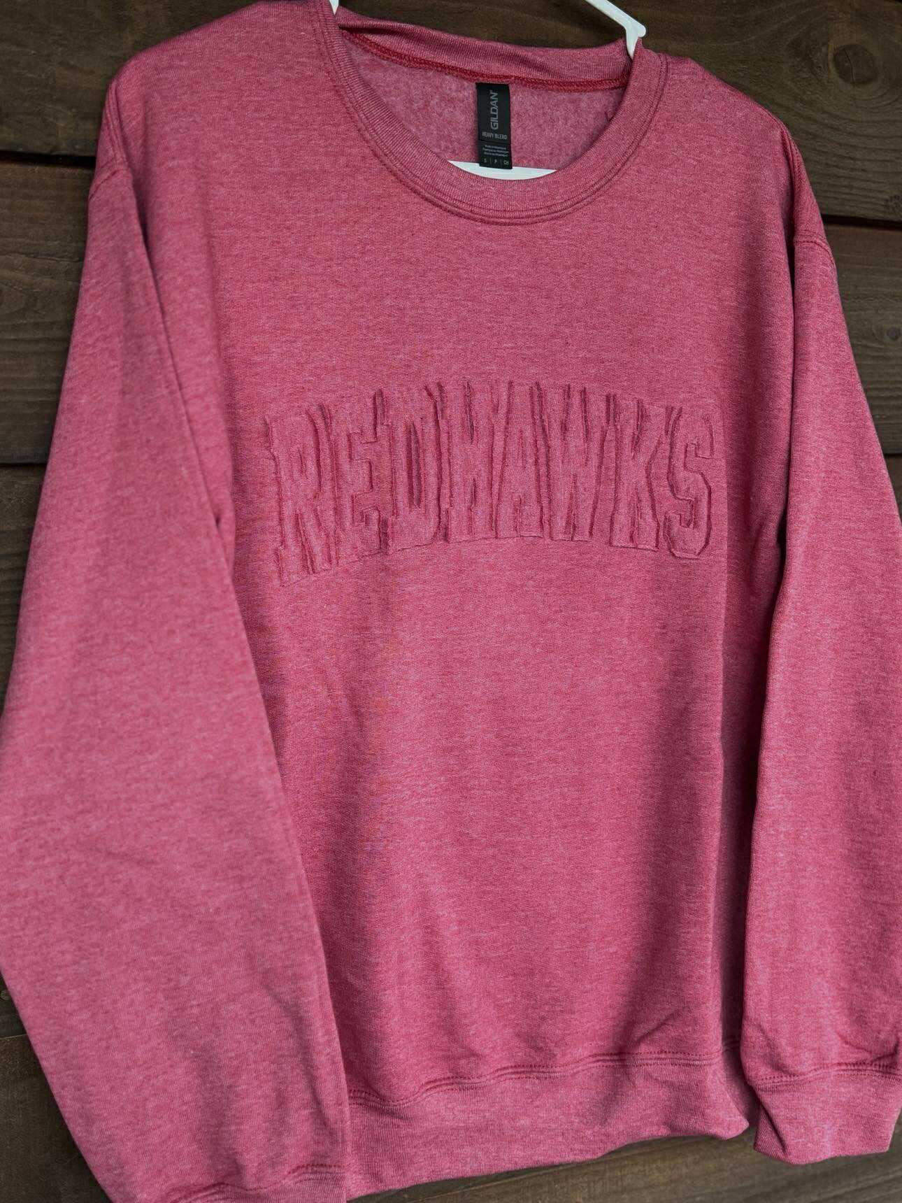 Tone On Tone Stitched Redhawks Crewneck