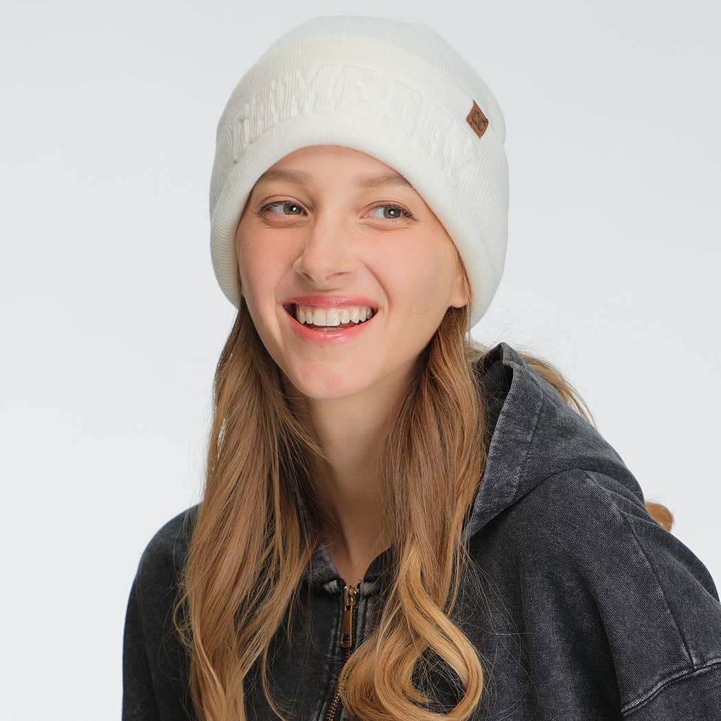 GAME DAY Embossed Lettering Cuff Beanie