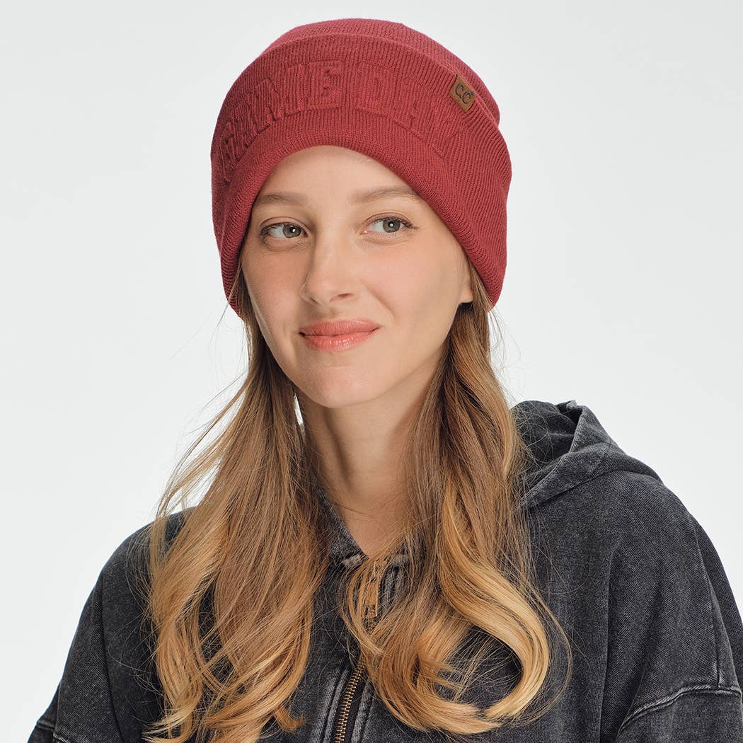 GAME DAY Embossed Lettering Cuff Beanie