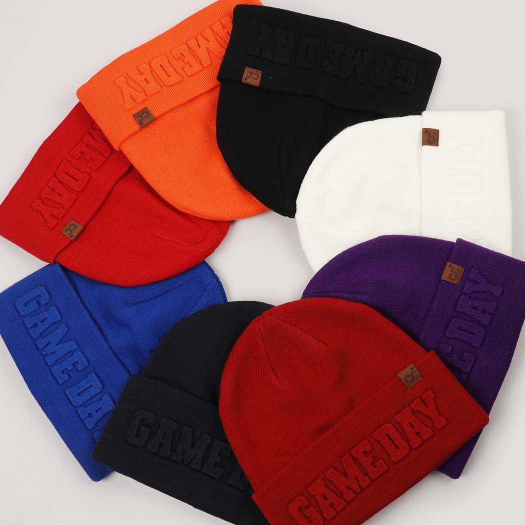 GAME DAY Embossed Lettering Cuff Beanie