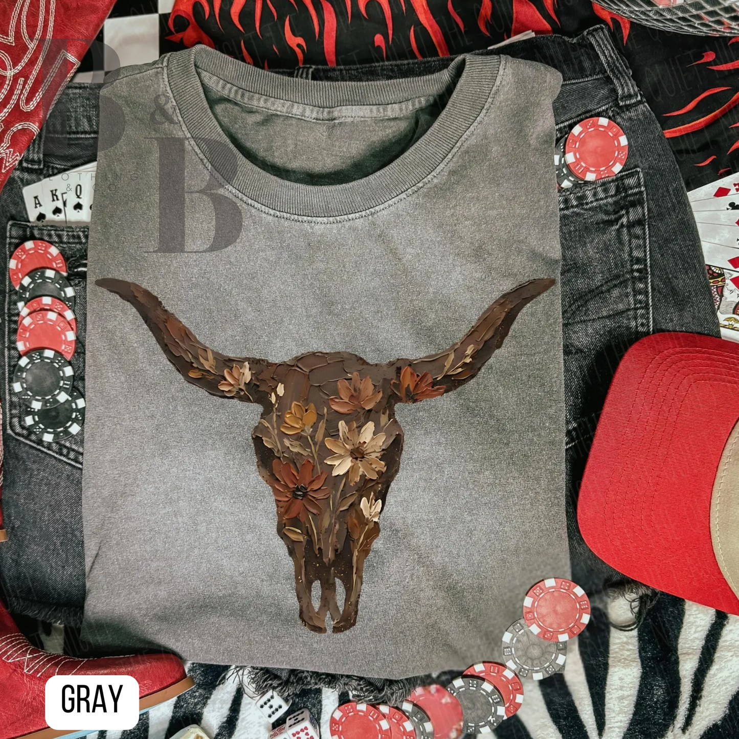 Floral Western Cow CC Tee
