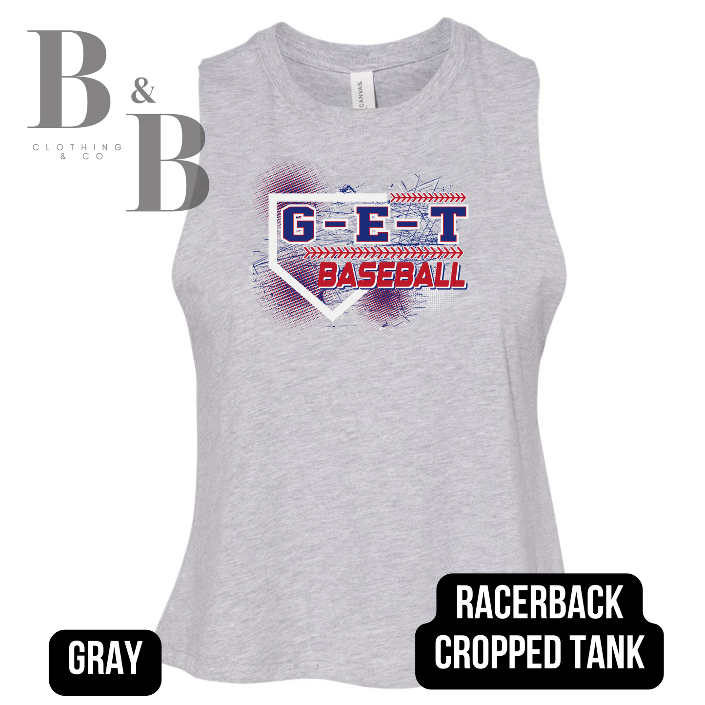 G-E-T Baseball 2 Womens Racerback Tank Cropped