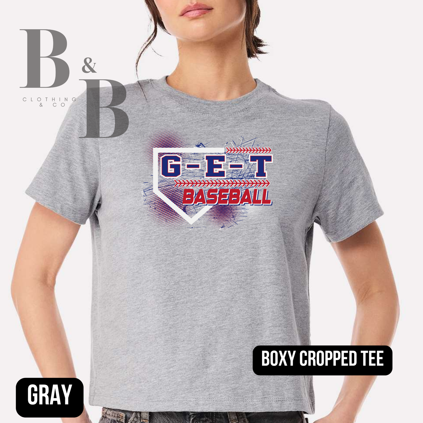 G-E-T Baseball 2 Womens Boxy Cropped Tee
