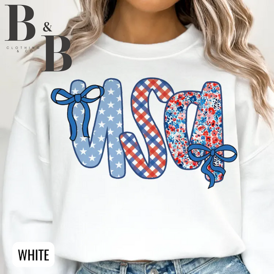 USA Stars Plaid Flowers Bows