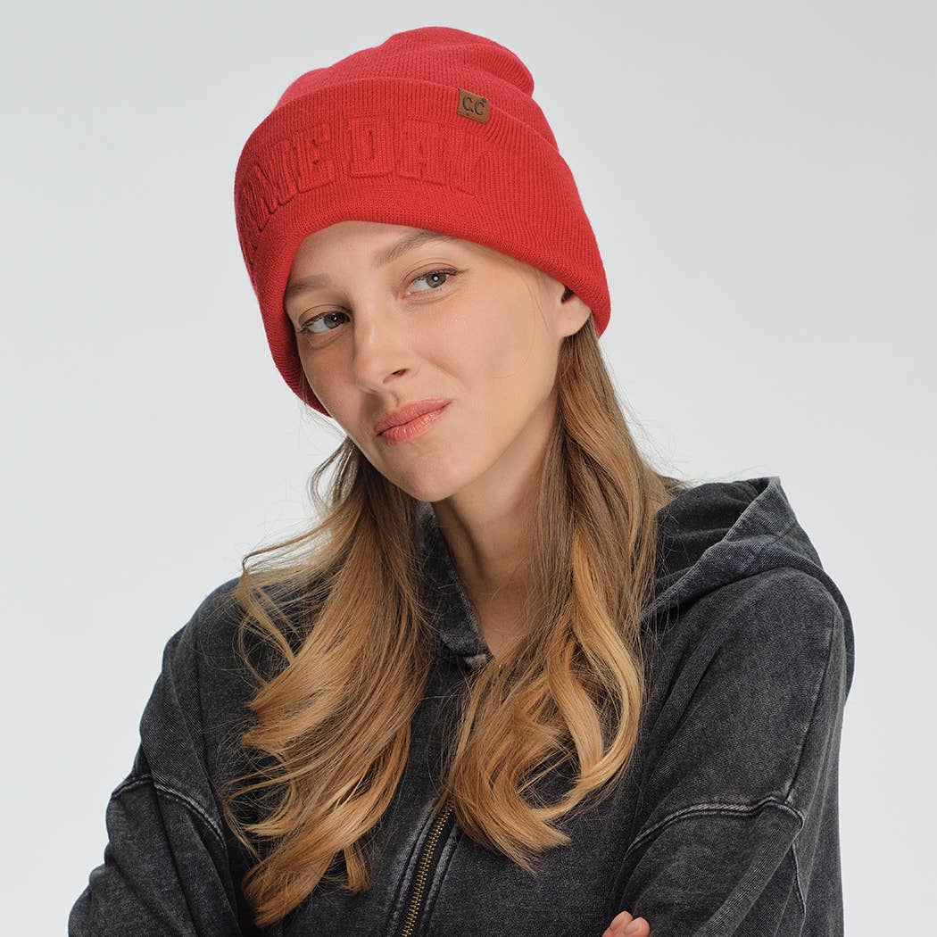 GAME DAY Embossed Lettering Cuff Beanie