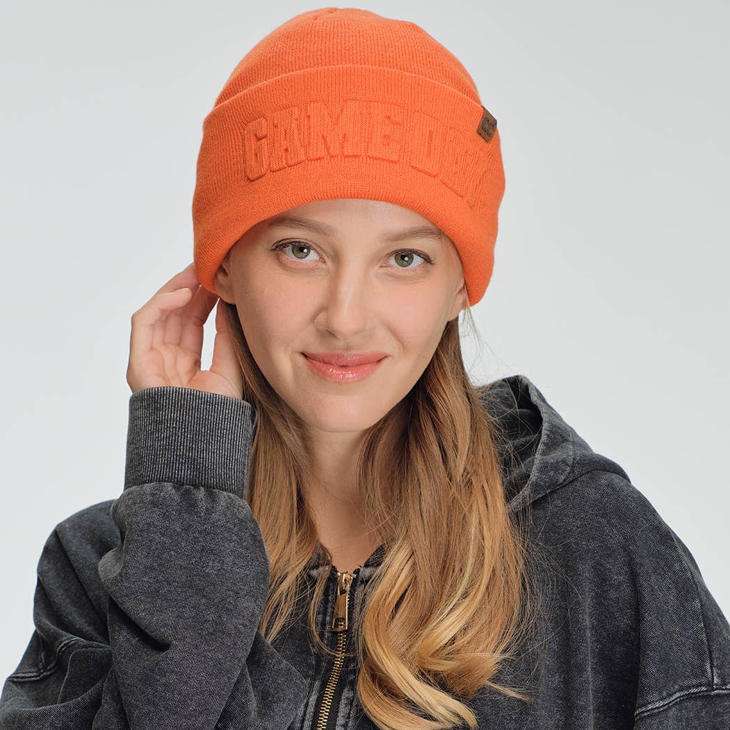 GAME DAY Embossed Lettering Cuff Beanie