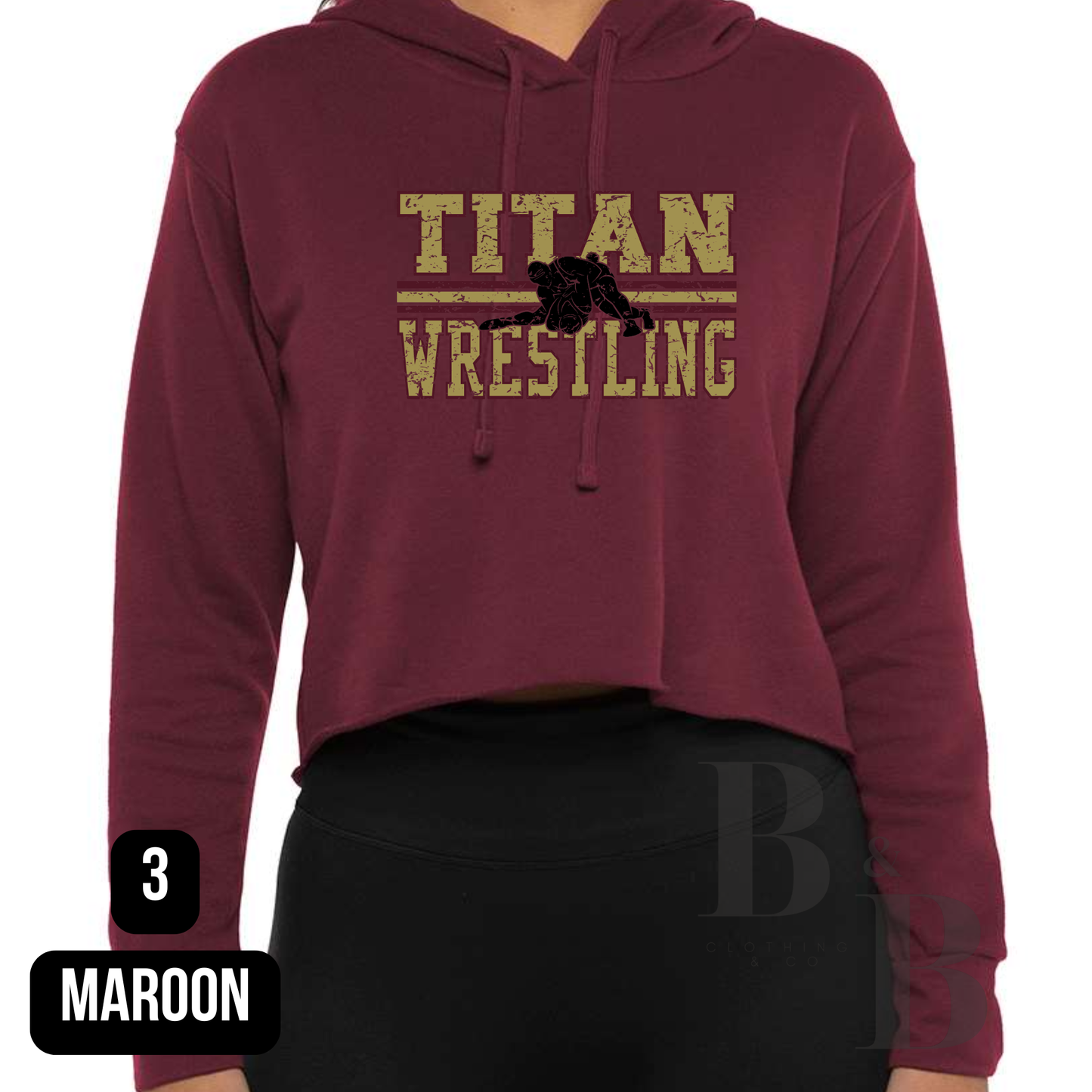 Titan Wrestling Womens Cropped Hooded Sweatshirt