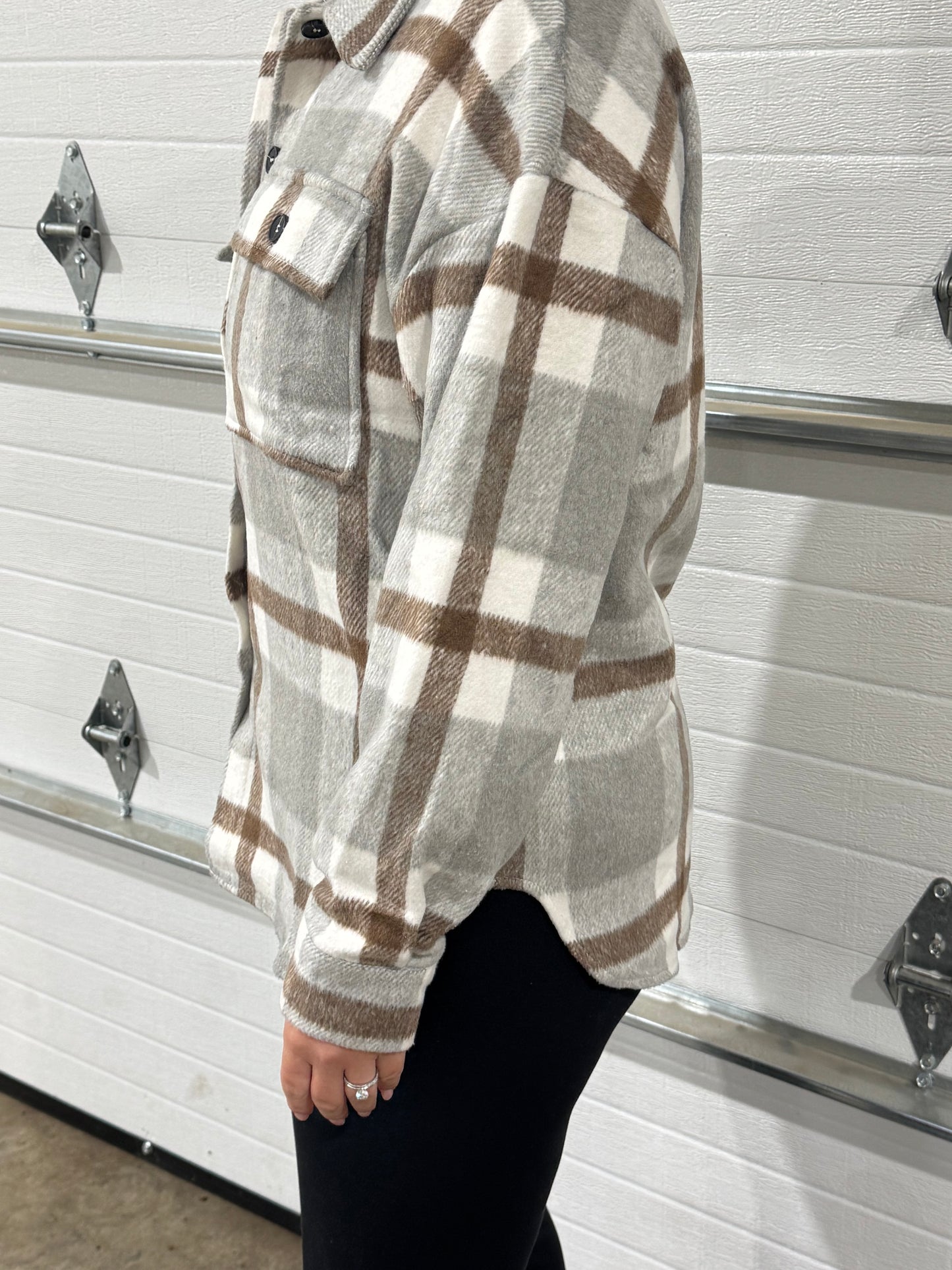 Women's Plaid Button Flannel Shirt Jacket