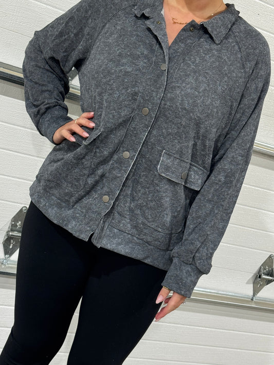 Casual Vintage Washed Flap Pocket Button Up- DEAL #10