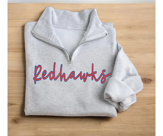 Redhawks Script Red & Blue Quarter Zip